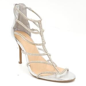 Material Girl Women Stiletto Heel Gladiator Sandals Raissap Size US 8.5M Silver